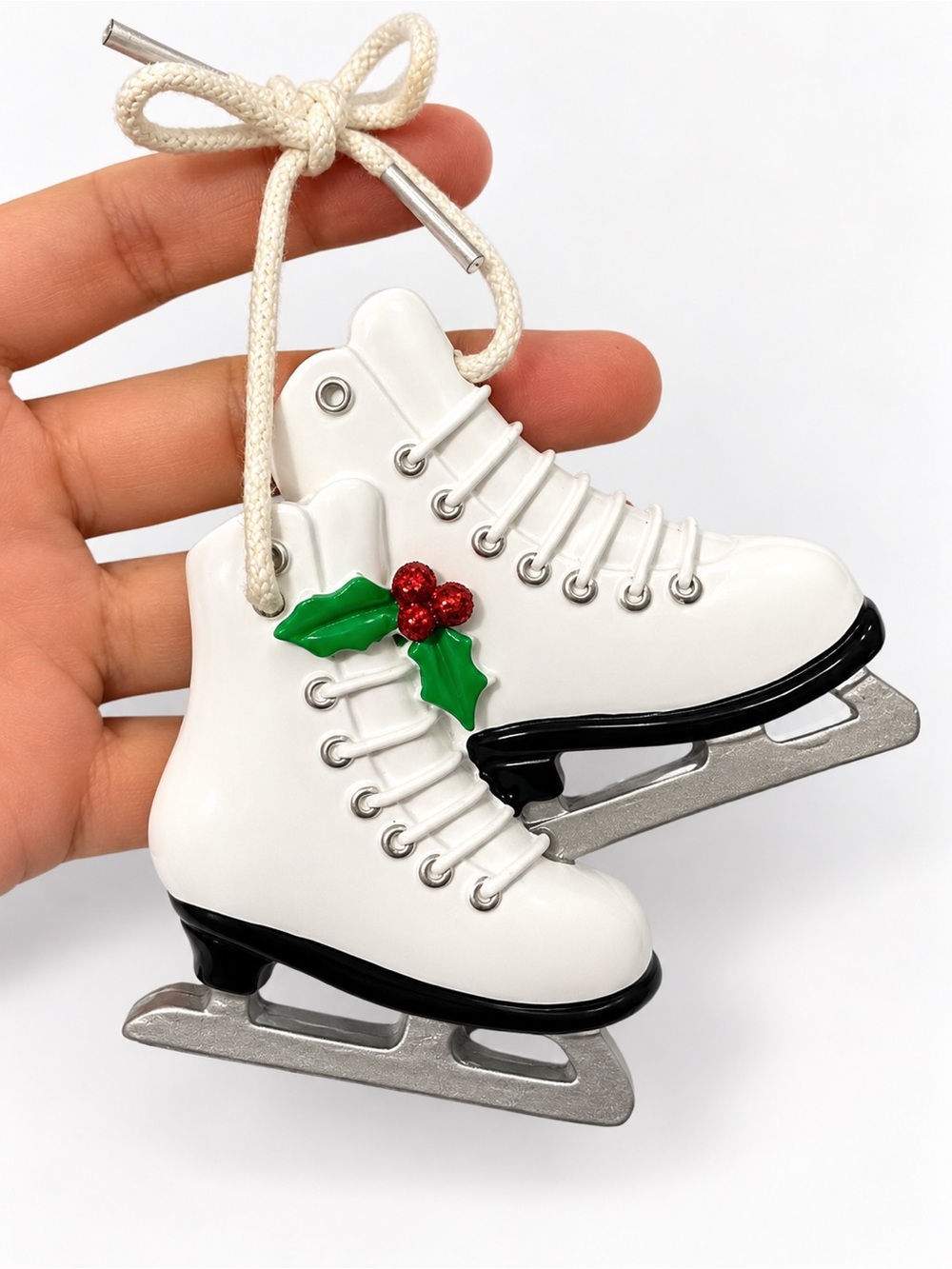 White Ice Skates Christmas Ornament – Figure Skating Holiday Decor